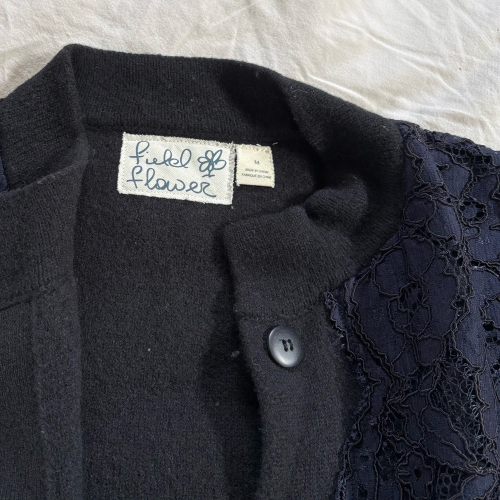 Anthropologie Field Flower Wool Lace Bell Sleeve Sweater Jacket size M - Picture 6 of 9